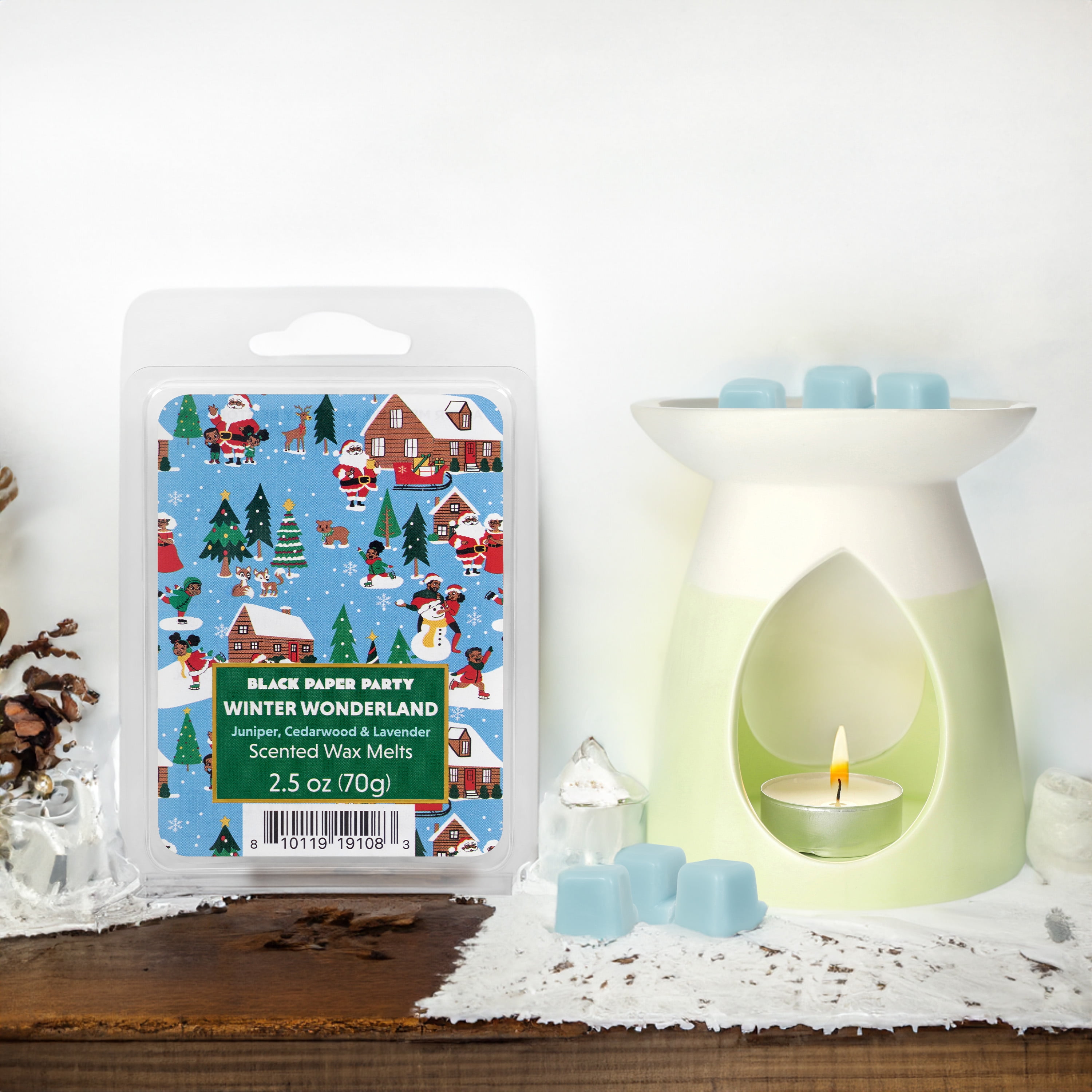 Black Paper Party Christmas Wax Melt, Winter Wonderland Scent, 2.5oz 6 count