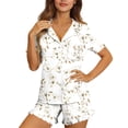 thumbnail image 4 of Bixock Pajamas for Women Set Button Down Short Sleeve Top And Short Pants Casual Daily Wear 2 Piece Loungewear Sleepwear, 4 of 4