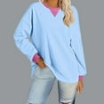 thumbnail image 2 of Tumotour Color Block Sweatshirts for Women Crewneck Long Sleeve Oversized Pullover Tops Casual Fall Outfits, 2 of 6