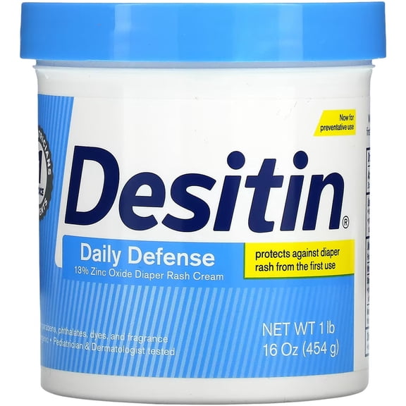 "Daily Defense Baby Diaper Rash Cream with Zinc Oxide to Treat, Relieve & Prevent diaper rash, Hypoallergenic, Dye-, Phthalate- & Paraben-Free, 16 oz"