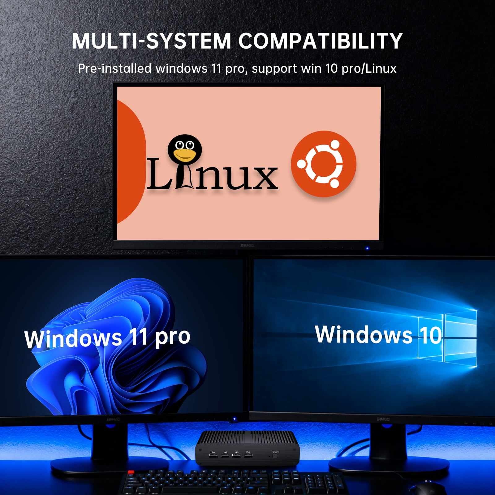 Kinupute Fanless Mini PC, Desktop Computer i7-1165G7 2.8-4.7GHz, Win-11 Pro, 16G DDR4, 512G NVME SSD, Iris Xe Graphics, HD/DP, Dual Display, 8K/4K@60Hz, WiFi6, BT5.2, VESA, WOL, Full Metal Case