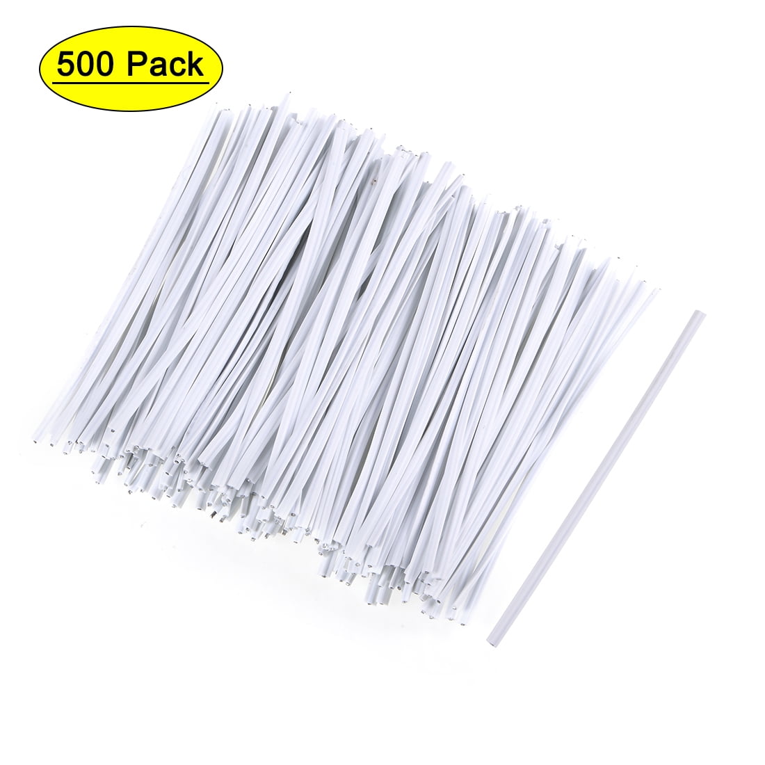 Uxcell 3 Inch Flat Stronger PVC Coated Iron Twist Ties White 500 Pack