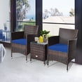 thumbnail image 5 of Gymax 3PCS Patio Rattan Chair & Table Furniture Set Outdoor w/ Navy Cushion, 5 of 10