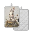thumbnail image 2 of Two Pieces Of Square Heat Insulation Pad Oven Mitts 7x9.8 Inch Oven Microwave Kitchen Cooking Baking Super Lovely Cartoon Rabbit, 2 of 7