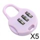 thumbnail image 1 of Candado de Combinación de 5x3 Dígitos Soledad para Cajón Doméstico Equipaje Color Morado Claro, 1 of 10