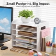thumbnail image 5 of 5 Tier Plastic Desktop Organizer,Portable Paper File Storage Organizer Letter Tray for Office White, 5 of 10