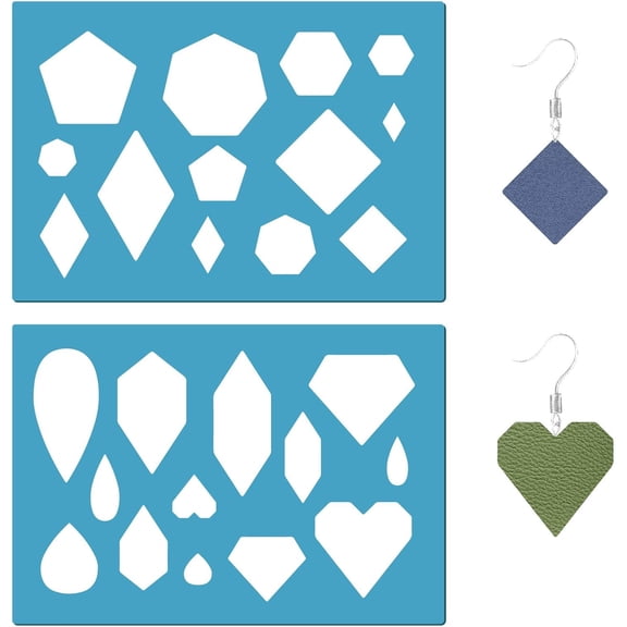 2 Styles Reusable Earrings Making Teardrops Template Geometric Rhombus Leather Jewelry Templates Acrylic Lapidary Cutting Stencil for DIY Making