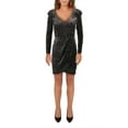 thumbnail image 3 of Aqua Womens Shine Velvet Puff Sleeve Party Dress Black XS, 3 of 4
