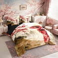 thumbnail image 2 of Manfei Watercolor Geisha Twin Bedding Sets for Home, Fuji Sakura Bedding Comforter Set for Office, Red Brown Green, Black Reversible7 Pieces, 2 of 6