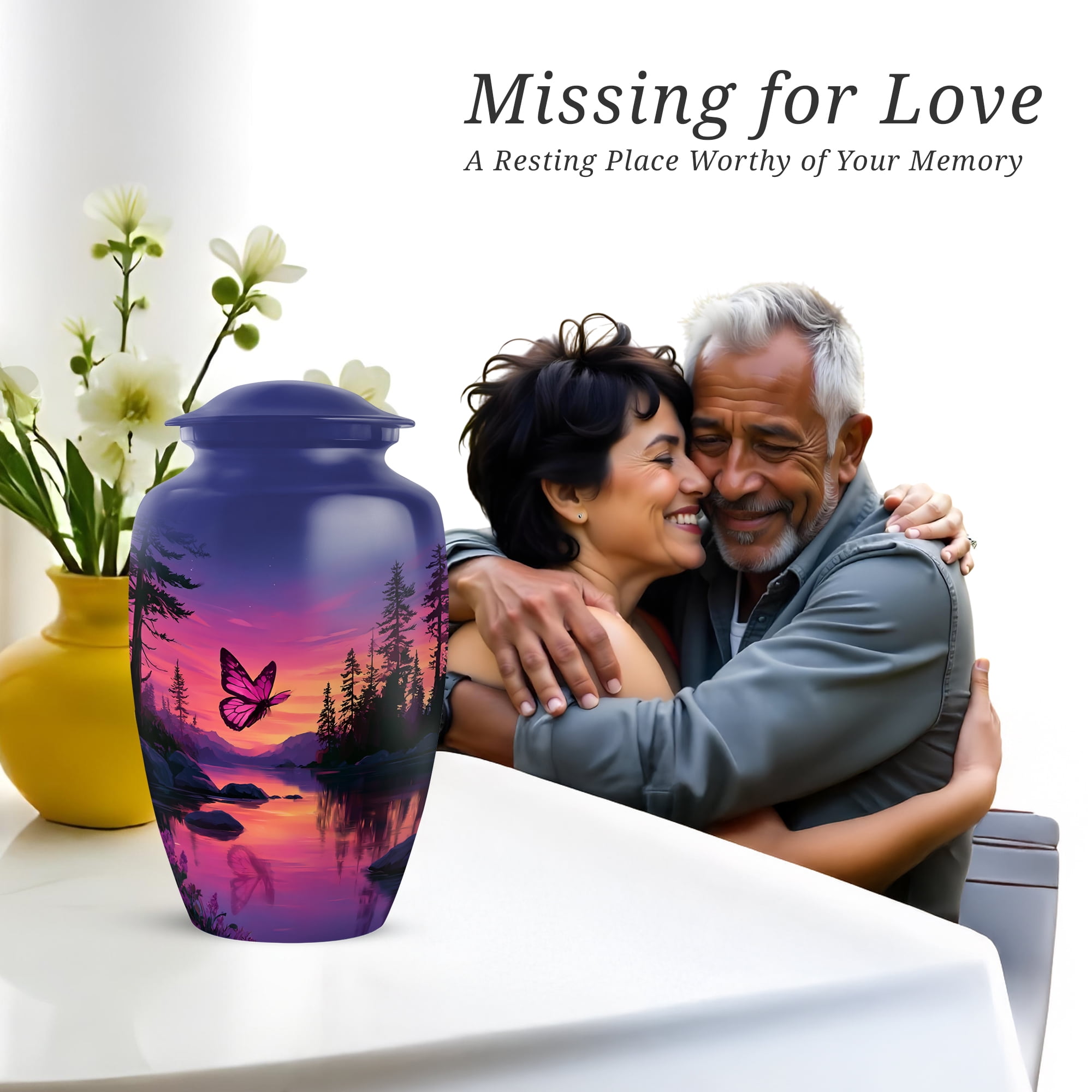 Butterfly Urns For Ashes Adult Female Mother - Adult Urns For Human Ashes Women - Blue Urn For Human Ashes Male - Large Decorative Urn For Man And Woman, 10 Inch