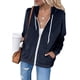 thumbnail image 1 of ICHUANYI Clearance Fashion Women Casual Hooded Slim Zipper Fleece Sweater Coat(Navy, M) ICHUANYI WER2023080811809, 1 of 5