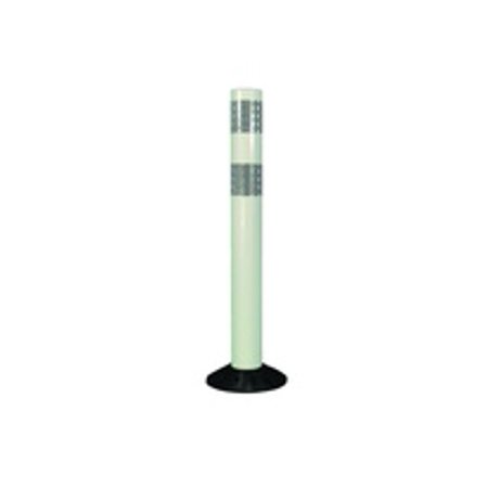 Cortina 04-728W 28" Tubular Delin White Post - (2)3" White High Intensity Prismatic Collars (4 Pack)