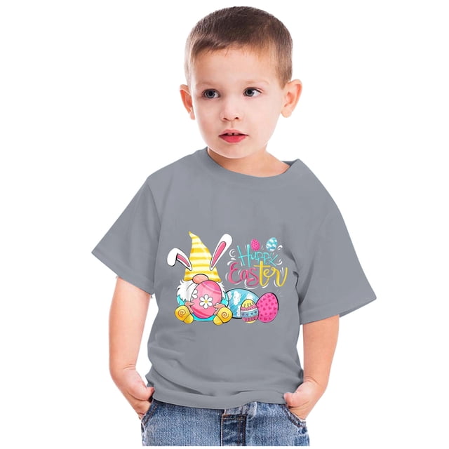 Qiopertar Haut à Manches Courtes Imprimé Col Rond Mignon Mode pour Enfants Garçons Filles en Solde à Moins de 5$ en Solde