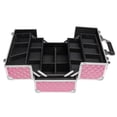 thumbnail image 5 of Multi-layer Professional Portable Aluminum Cosmetic Makeup Case Pink, 5 of 12