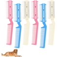 thumbnail image 1 of HSHDLDF 6 Pieces Hair Cutter Comb with Blades Pet Razor Comb Double Sides Removal Comb Dual Side Cutting Scissors for DIY Shorten Shape Thin Hair Gently Grooming Cutting Dogs Hair (Pink, White, Blue, 1 of 6