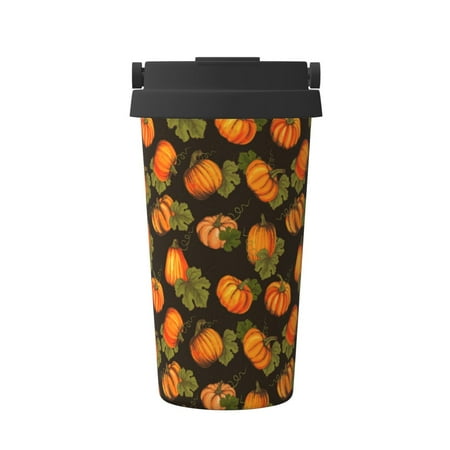 

Matuu Orange Pumpkin for Insulated Coffee Mug Reusable Travel Coffee Cup Spill Proof 16oz Stainless Steel Coffee Cups for Hot/Ice Coffee Tea