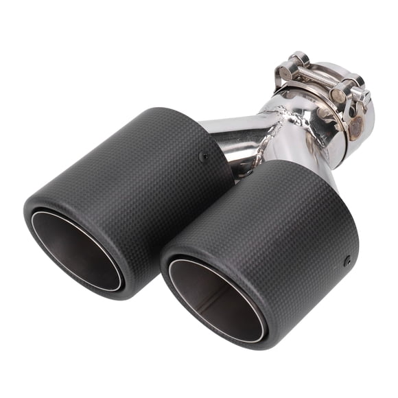 Tubo de escape doble para coche, fibra de carbono mate, punta de garganta, salida derecha de acero inoxidable Jadeshay A
