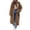 Brown-12, variant on Women's Maxi Length Zip Up Hooded Duster Coat, Oversized Long Jacket with Contrast Black Drawstrings