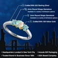 thumbnail image 2 of Gem Stone King 925 Silver and 10K Yellow Gold Simulated White Opal and Blue Zircon Engagement Ring for Women | 1.50 Cttw | Round Cabochon 5MM | Gemstone October Birthstone | Size 5, 2 of 6