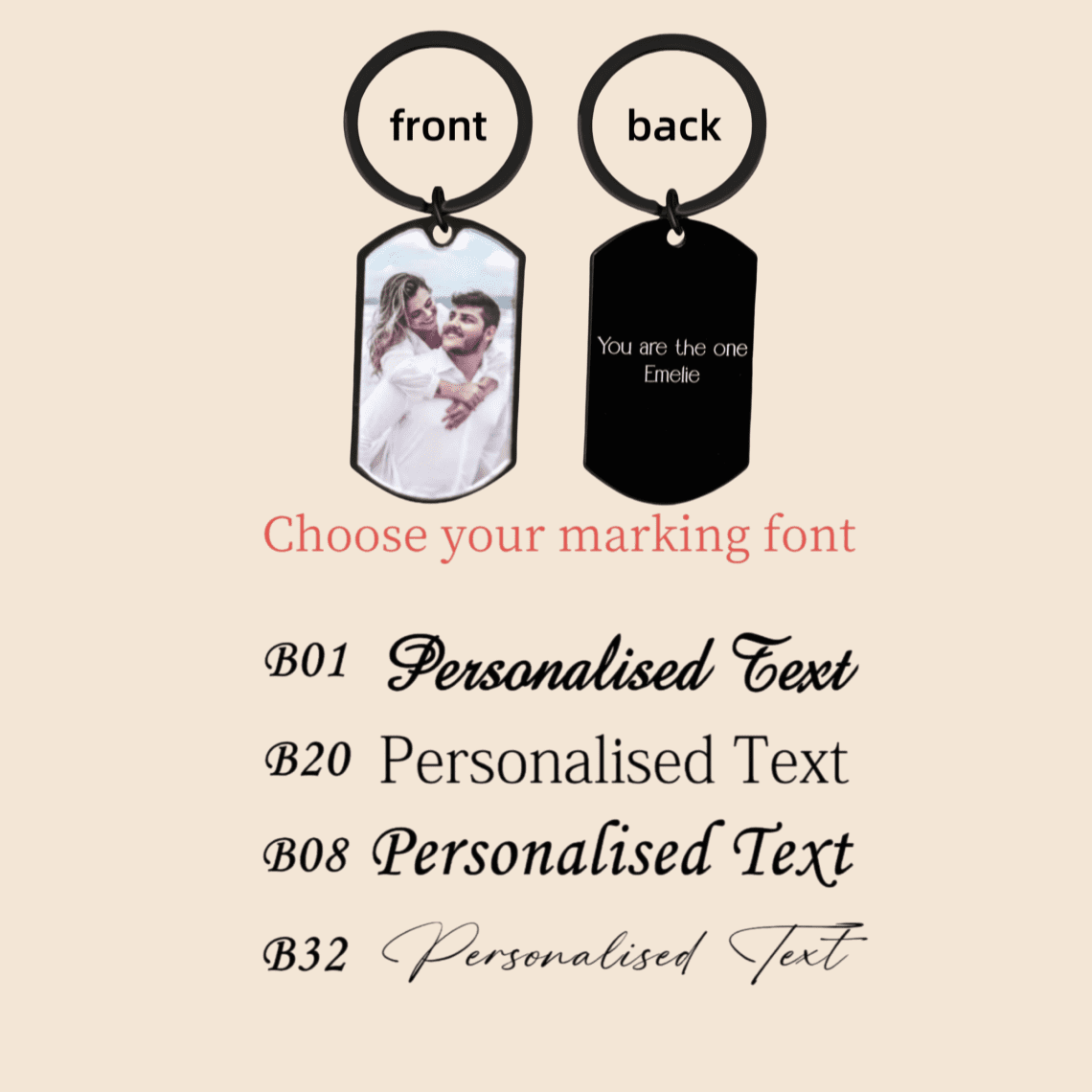 EUEAVAN Black Custom Photo Couple Keychain Personalized Cat Dog ID tag Pendant Key chain Customized Engraved Photo Gift
