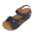 thumbnail image 2 of GERsome Low Wedge Heels Sandals for Women Open Toe Ankle Strap Platform Sandals for Travel Summer Beach, Blue Size 5.5, 2 of 9