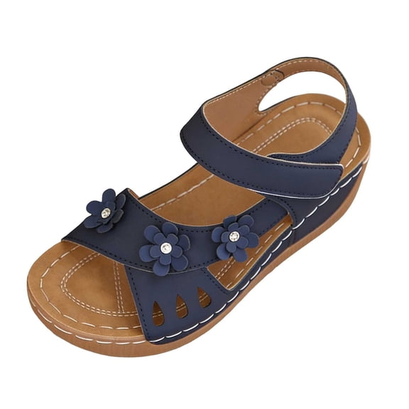 Yyuenw Women Closed Toe Hollow Wedge Sandals Adjustable Ankle Strap Summer Casual Walking Shoes