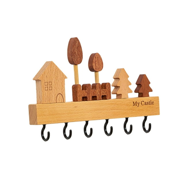 Porta llaves de pared, ganchos para llaves, soporte de pared, monedero, cinturón, puerta de entrada, decoraciones de granja, sombrero de madera, organ Estilo A