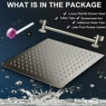 thumbnail image 2 of 12 Inch Square Rain Showerhead with 11 Inch Adjustable Extension Arm,Large Stainless Steel High Pressure Shower Head,Ultra Thin Rainfall Bath Shower with Easy to Clean and Install-Brushed Nickel, 2 of 6