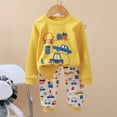 thumbnail image 2 of AJIWYH Boys Cotton Pajamas,Children's Homewear Car Cartoon Printed Long Sleeve Boys Pajamas Autumn And Winter Warm Pajamas for Boy Boys Size 10 Pajamas Yellow,3-6 Months, 2 of 3