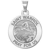 Saint Warhol Religious Medal - - 3/4 Inch Size of a Nickel -Sterling Silver
