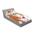 thumbnail image 3 of Ambesonne Abstract Fitted Sheet & Pillow Sham Set, Woman Red Hair Floral, Full, Multicolor, 3 of 3