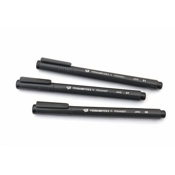 Yasutomo Pen Permawriter, Set of 3, Black, Extra Fine, Medium And Large