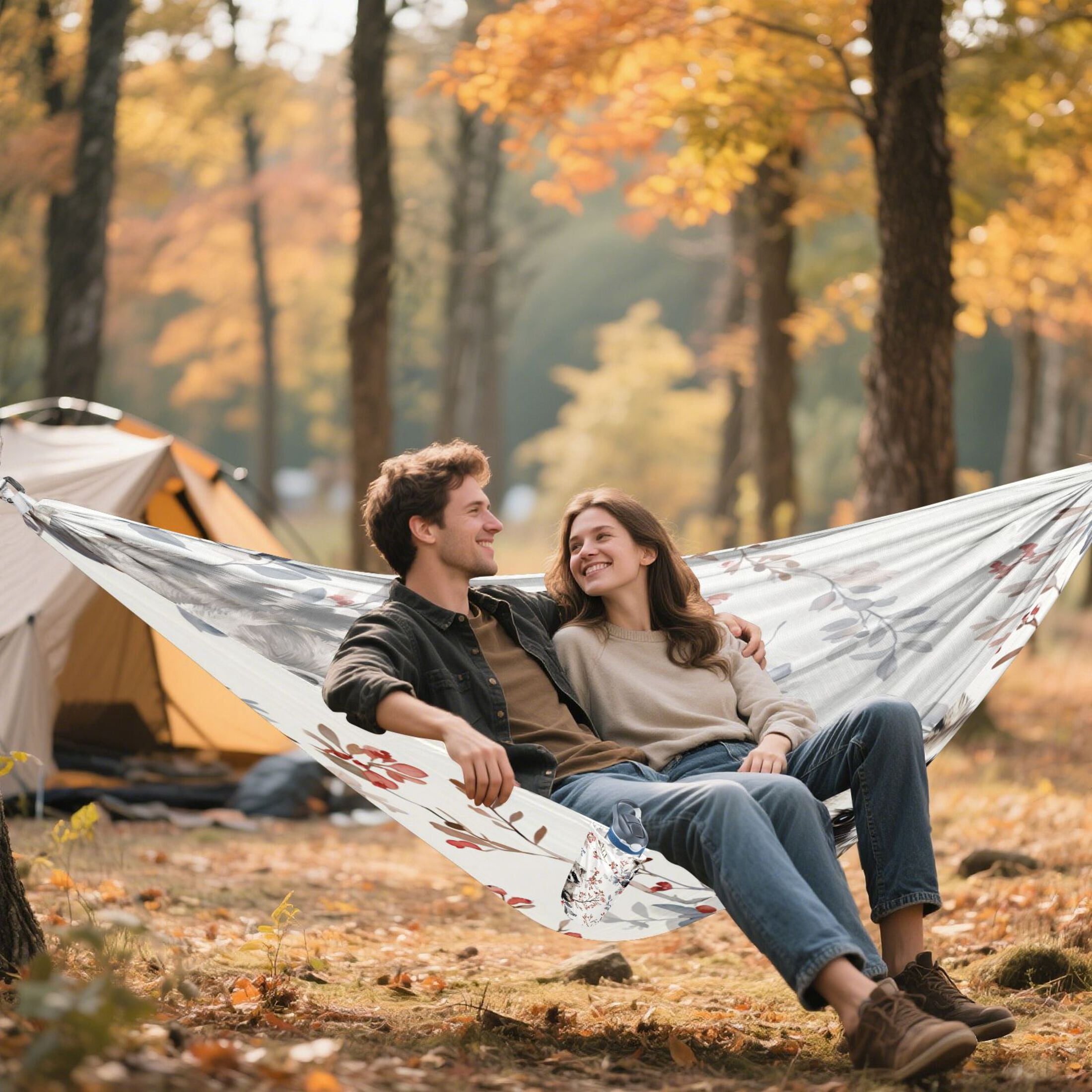 Hammock Camping Hammock Nylon Portable Hammock Travel Camping Hammock Woodland Brown Cat Floral