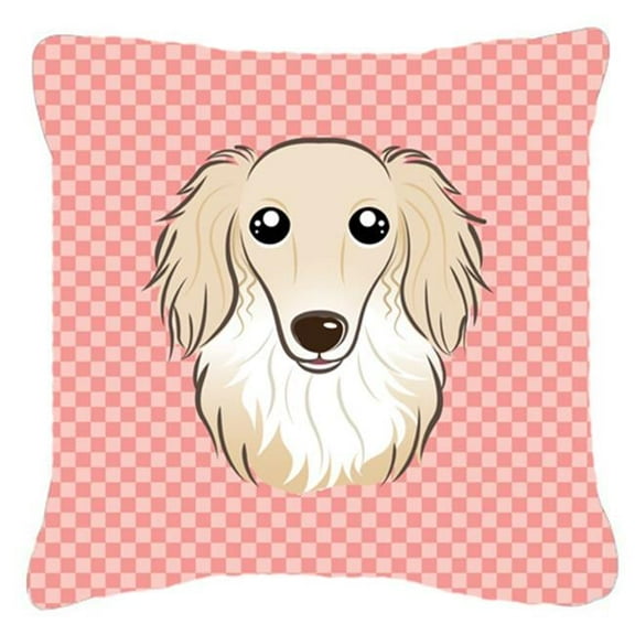 Checkerboard Print With Dog Fabric Decorative Pillow