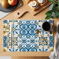 thumbnail image 2 of Blue Yellow Boho Placemats Set of 6, Geometric Floral Traditional Spanish Style Non-Slip Place Mats Washable Table Mats for Kitchen Dining Table Decorations Indoor/Outdoor, 2 of 9