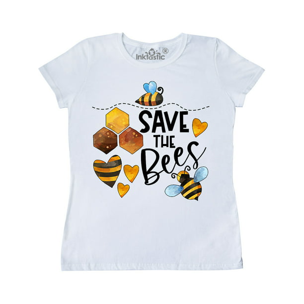 INKtastic - Save the Bees Cute Bees and Hearts Women's T-Shirt ...