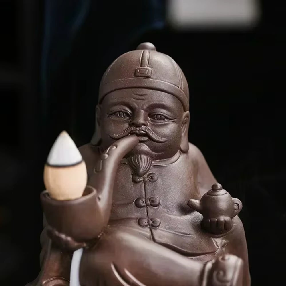1pc Purple Clay Handicrafts Relaxation Old Man Backflow Incense Burner Incense Holder Censer Home Ornament (Without Incense)
