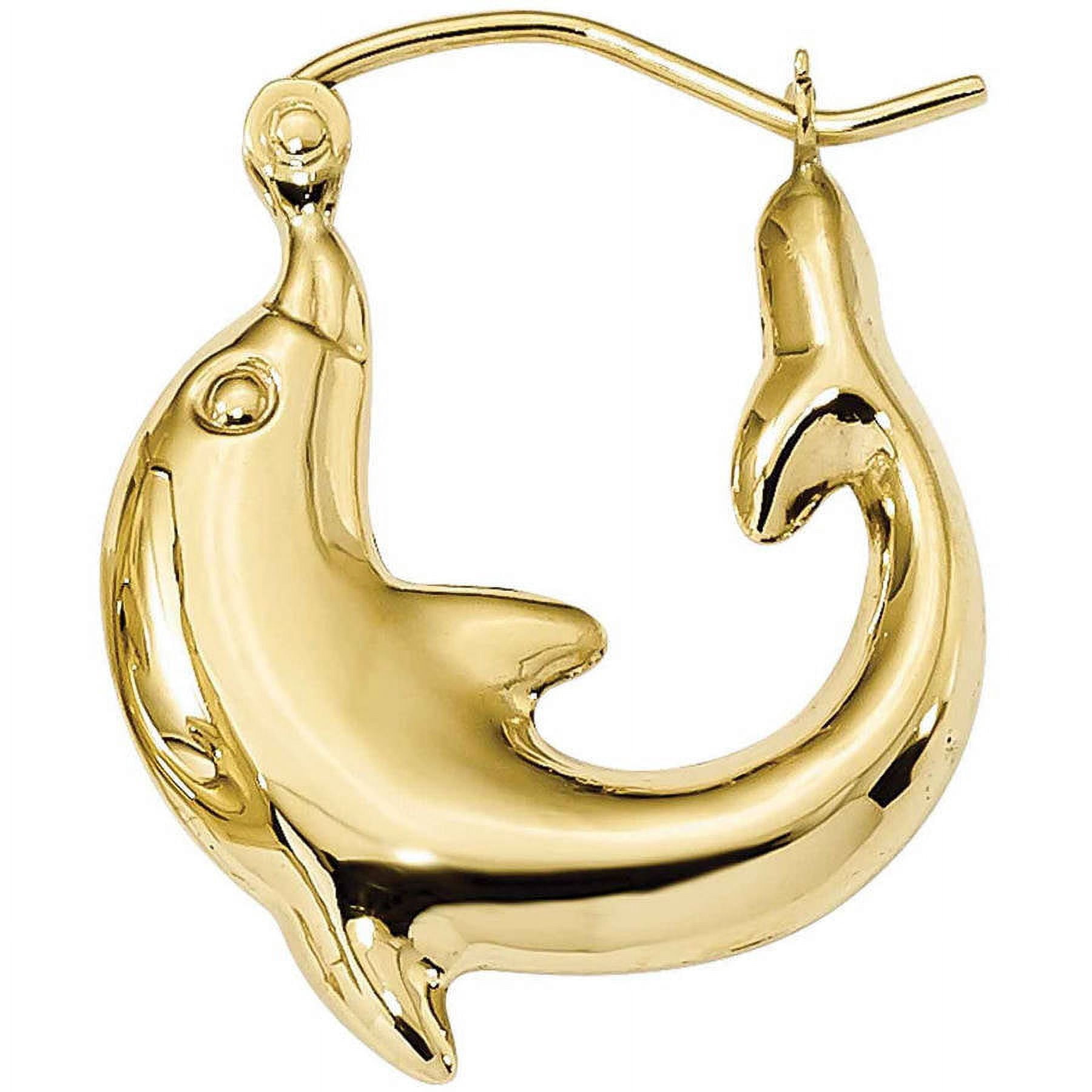 Primal Gold 10 Karat Yellow Gold Dolphin Hoop Earrings