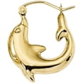 thumbnail image 4 of Primal Gold 10 Karat Yellow Gold Dolphin Hoop Earrings, 4 of 6