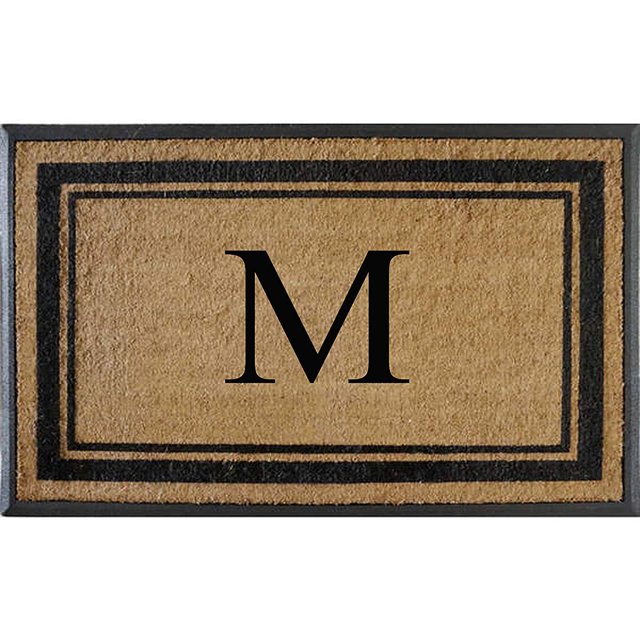 First Impressions Markham Border Double Door, Doormat, Monogrammed M, X-Large, 30"X48"