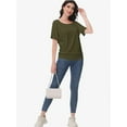 thumbnail image 4 of Women's Dolman Top Boat Neck Short Sleeve Solid Tees Casual T Shirt with Side Shirring Detail, 4 of 6