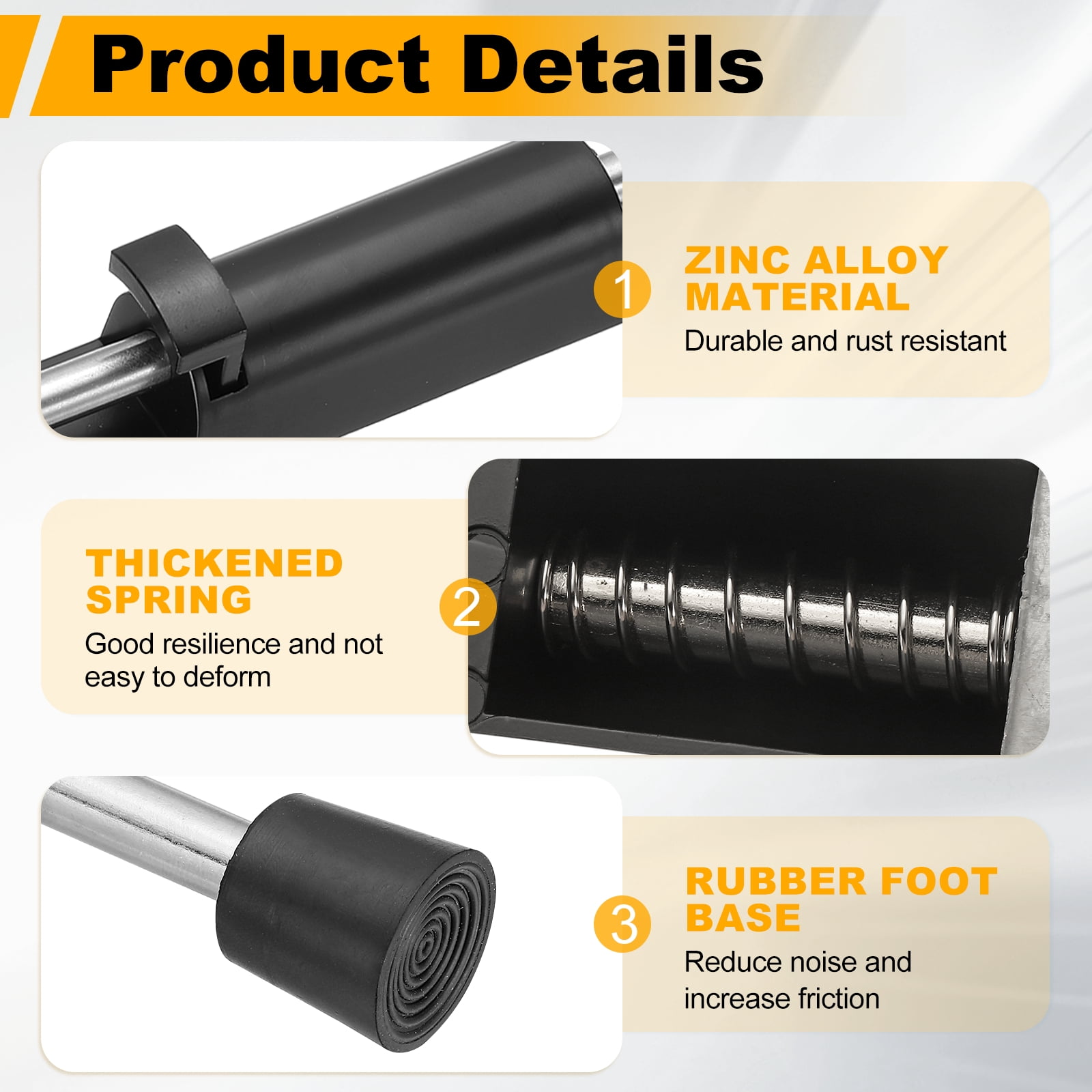 Uxcell Kickdown Door Stop, Zinc Alloy Spring Loaded Telescopic Step On/Off Adjustable Heavy Duty Foot-Operated Door Stop Holder for Ground Gap 0-100mm, Black