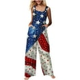 thumbnail image 3 of JURANMO 4th of July Outfits for Women 2025 Summer Cute Jumpsuits Fashion American Flag Print Overalls with Pockets Blue S, 3 of 9