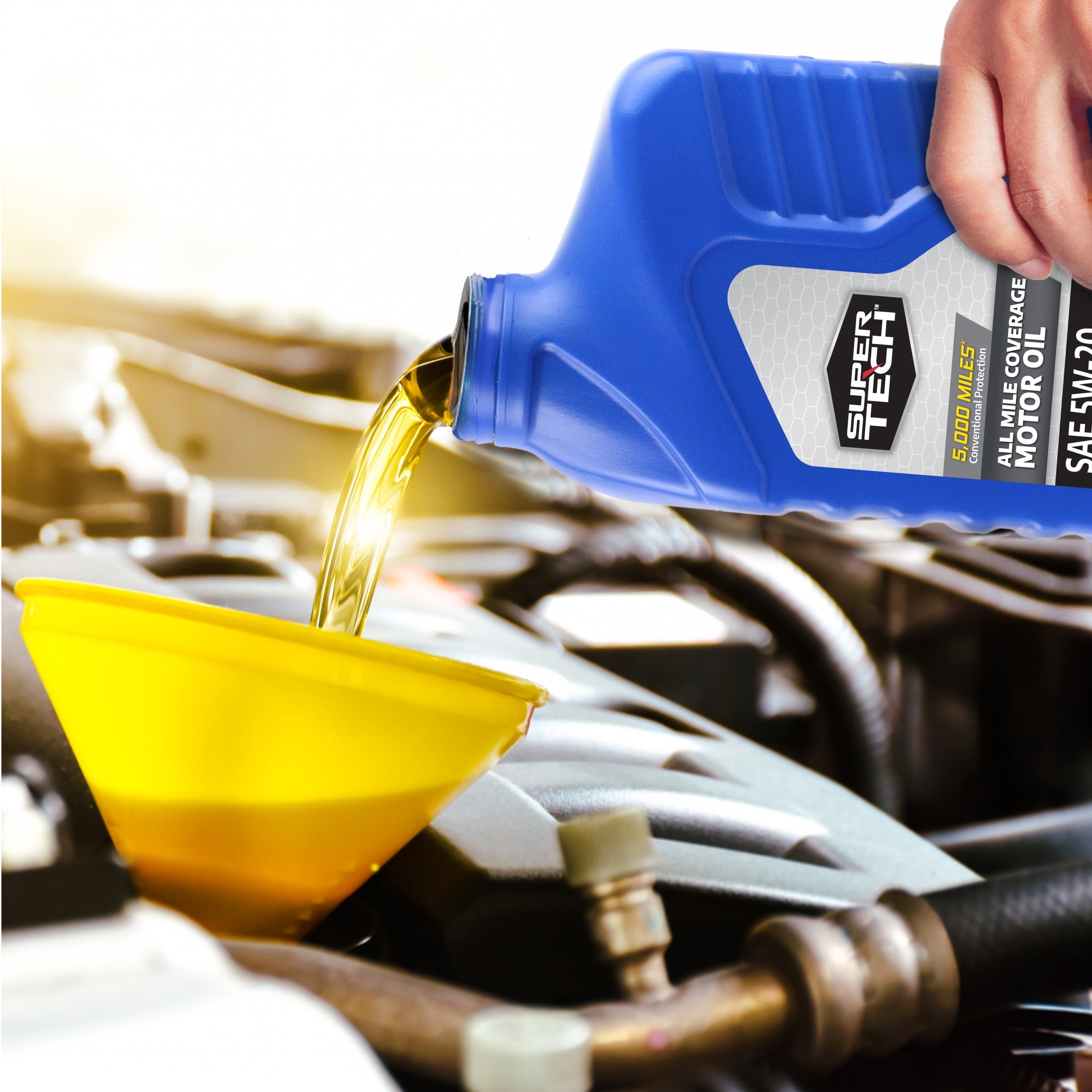 (4 pack) Super Tech All Mileage Synthetic Blend Motor Oil SAE 5W-20, 1 Quart