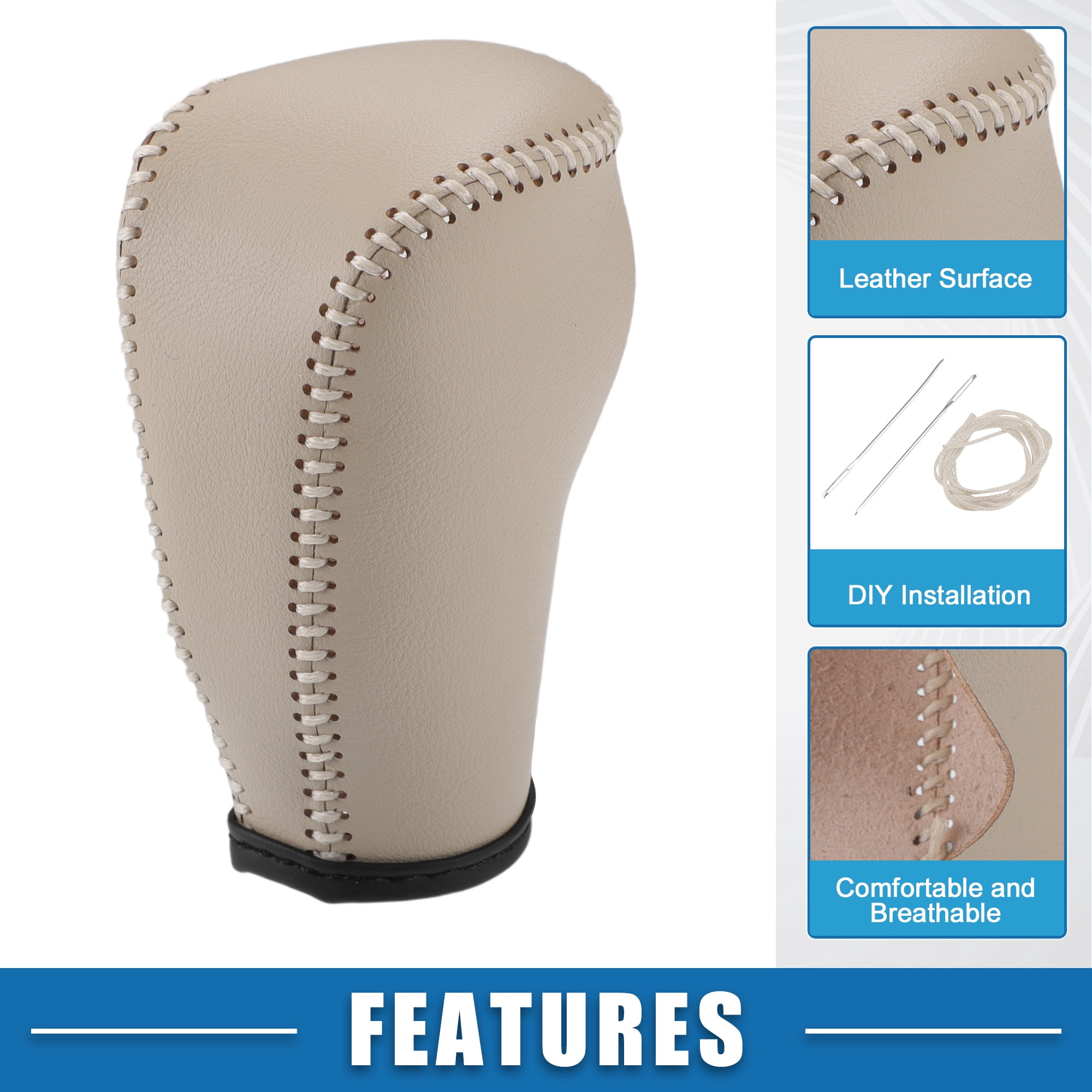Unique Bargains Gear Shifting Knob Cover for Nissan Murano 2009-2013 Faux Leather Beige