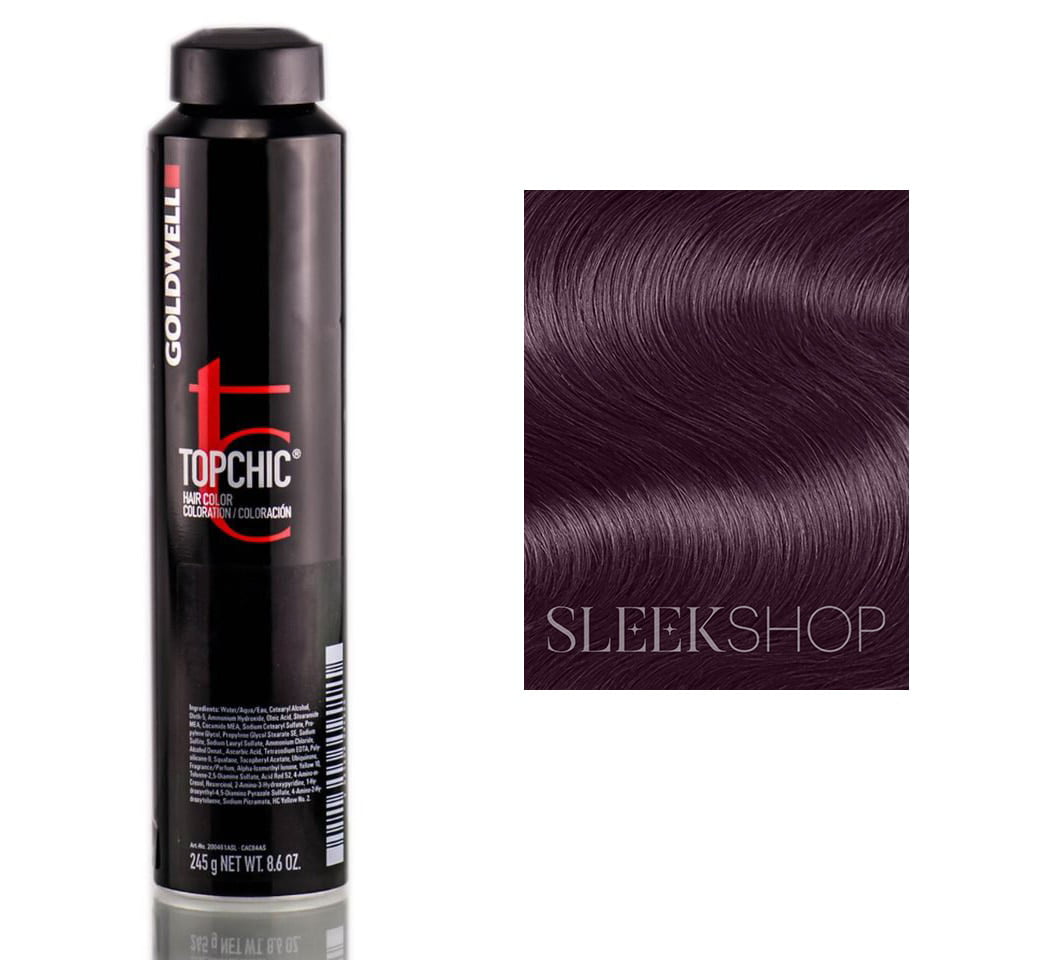 4R@VR Dark Mahogany Brill @ Violet Red , Goldwell Topchic Hair Color (8.6  oz. canister), haircolor dye scalp beauty - Pack of 3 w/ Sleek 3-in-1  Comb/Brush