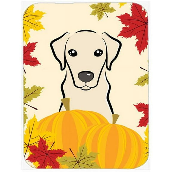 Carolines Treasures Yellow Labrador Thanksgiving Glass Cutting Board Large 12H x 16W multicolor
