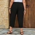 thumbnail image 3 of yillto Plus Size Capris Pant for Women Wide Leg Loose Cotton Linen Cropped Casual Trouser Capri Pants, 3 of 5