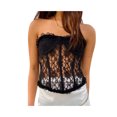 thumbnail image 1 of VISgogo, blusas cortas de encaje con encanto para mujer, corsé transparente bordado de Color sólido sin mangas de corte bajo para primavera y verano VISgogo  moda, 1 of 9