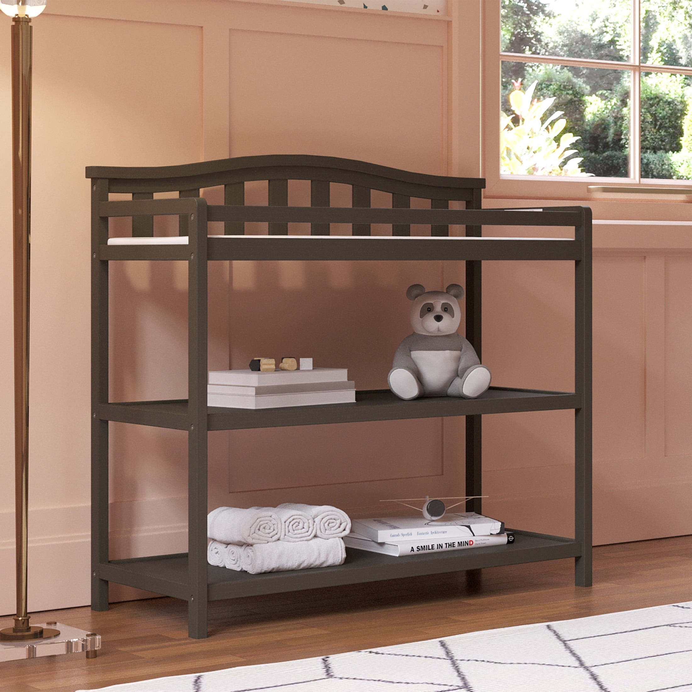 Child Craft Hampton Crib, Changing Table and Glider Nursery Set, 4-in-1 Convertible, Dapper Gray, 3-Piece